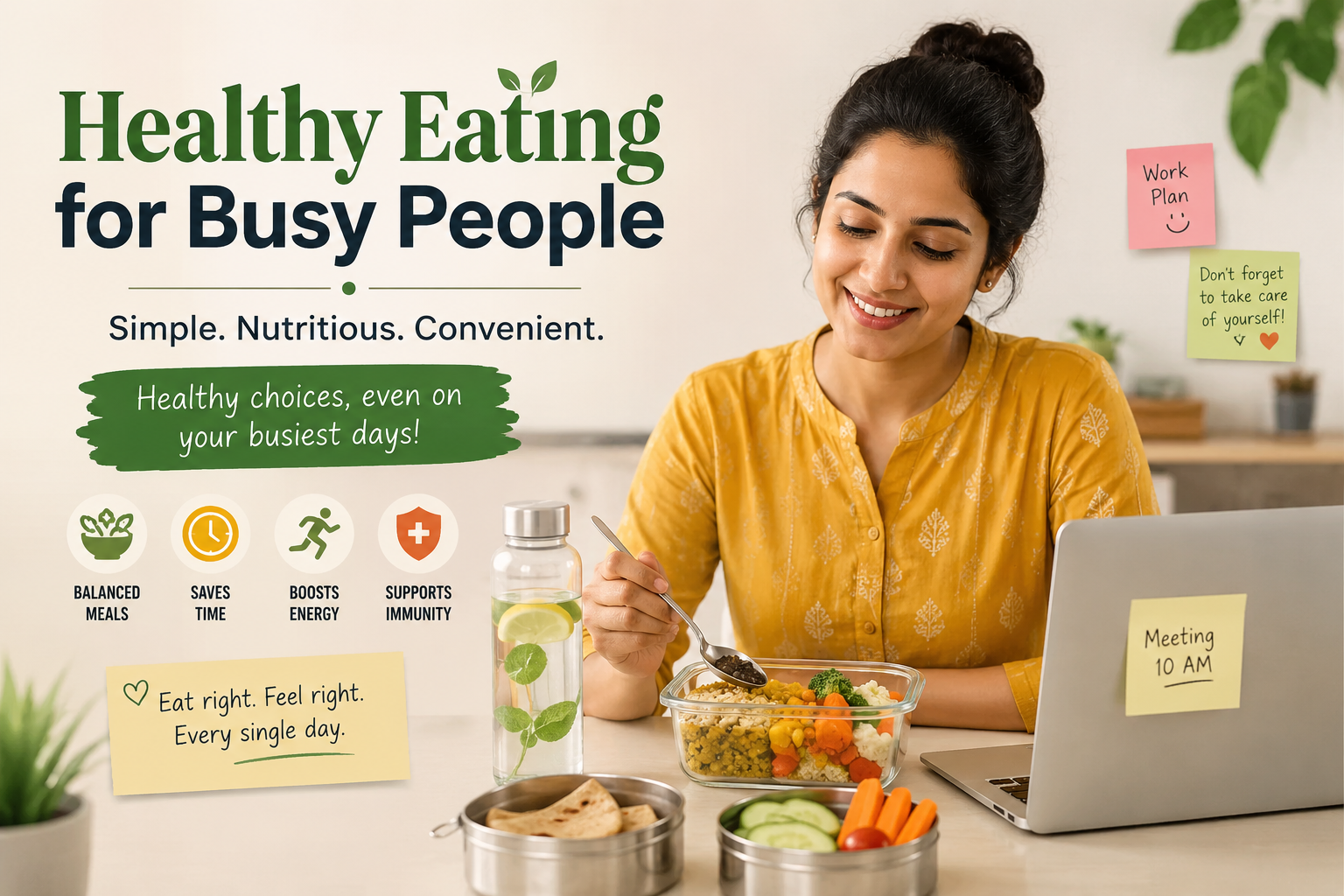 Healthy eating for busy people grid display